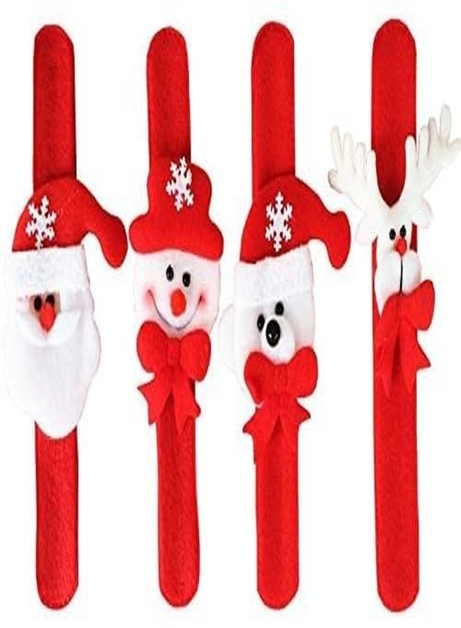 Partunay 6 Pcs Kids Velvet Random Christmas Slap Bracelets Christmas Snap Bracelet Party Favors Xmas Slap Bands Include Santa Claus Snowman Reindeer Bear Christmas Decorations for Girls and Boys - Image 4